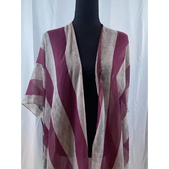 New Americana Red Blue Lightweight Rayon Cardigan Women's One Size - Picture 7 of 10